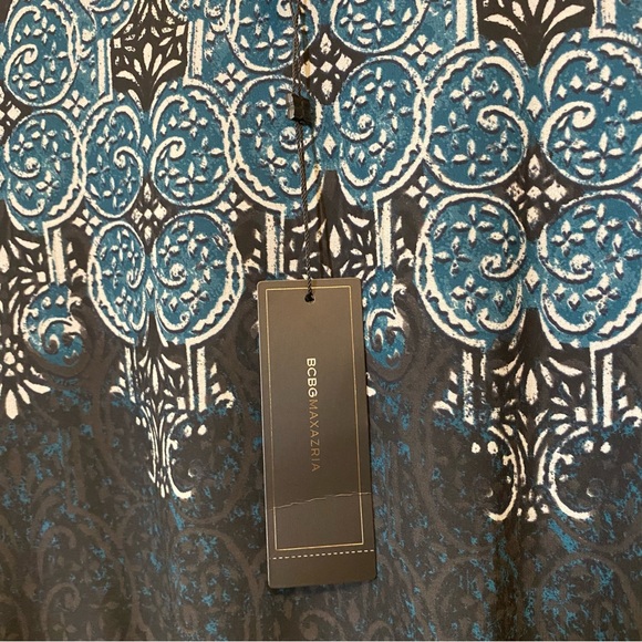 BCBG Maxazria Eugenie High Low Hem Scroll Print Georgette Blouse Size Medium - Picture 4 of 8